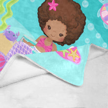 Load image into Gallery viewer, Black Girl Mermaid in Wheelchair Blanket