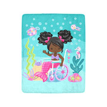Load image into Gallery viewer, Black Girl Mermaid in Wheelchair Blanket