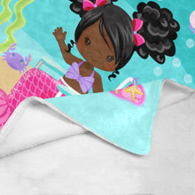 Load image into Gallery viewer, Black Girl Mermaid in Wheelchair Blanket