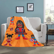 Load image into Gallery viewer, Black Girl Superhero Blanket (Orange)