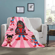Load image into Gallery viewer, Black Girl Superhero Blanket (Pink)