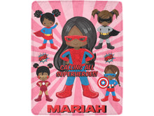 Load image into Gallery viewer, Black Girl Superhero Personalized Blanket