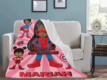 Load image into Gallery viewer, Black Girl Superhero Personalized Blanket