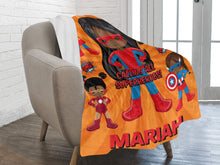 Load image into Gallery viewer, Black Girl Superhero Personalized Blanket