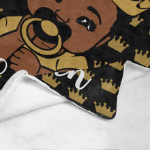 Load image into Gallery viewer, Black and Gold Crown Baby Boy Personalized Blanket