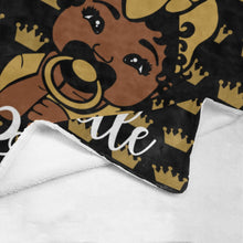 Load image into Gallery viewer, Black and Gold Crown Baby Girl Personalized Blanket