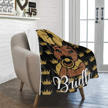 Load image into Gallery viewer, Black and Gold Crown Baby Girl Personalized Blanket