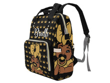 Load image into Gallery viewer, Black and Gold Crown Headwrap Baby Girl Personalized Diaper Bag