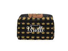Load image into Gallery viewer, Black and Gold Crown Headwrap Baby Girl Personalized Diaper Bag