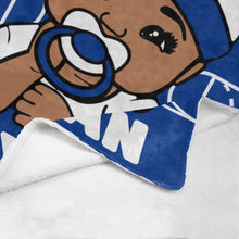Load image into Gallery viewer, Blue and White Basketball Personalized Baby Boy Blanket