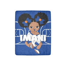 Load image into Gallery viewer, Blue and White Basketball Personalized Baby Girl Blanket