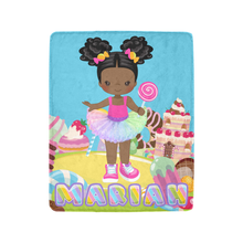 Load image into Gallery viewer, Candy Girl Afro Puff Personalized Blanket