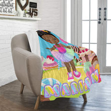 Load image into Gallery viewer, Candy Girl Afro Puff Personalized Blanket