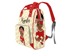 Load image into Gallery viewer, Cream and Crimson Headwrap Baby Girl Personalized Diaper Bag