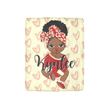 Load image into Gallery viewer, Crimson and Cream Baby Girl Headwrap Personalized Blanket
