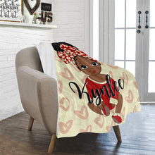 Load image into Gallery viewer, Crimson and Cream Baby Girl Headwrap Personalized Blanket