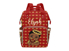 Load image into Gallery viewer, Crimson and Cream Crown Black Boy Diaper Bag
