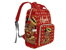 Load image into Gallery viewer, Crimson and Cream Crown Black Boy Diaper Bag