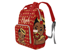 Load image into Gallery viewer, Crimson and Cream Crown Black Boy Diaper Bag