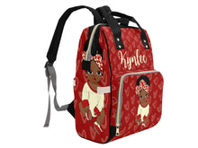 Load image into Gallery viewer, Crimson and Cream Headwrap Baby Girl Personalized Diaper Bag