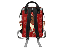 Load image into Gallery viewer, Crimson and Cream Headwrap Baby Girl Personalized Diaper Bag
