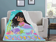 Load image into Gallery viewer, Curly Mermaid Personalized Blanket