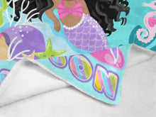 Load image into Gallery viewer, Curly Mermaid Personalized Blanket

