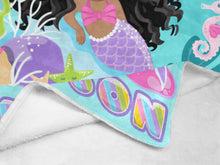 Load image into Gallery viewer, Curly Mermaid Personalized Blanket