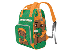 Load image into Gallery viewer, Green and Orange Baby Boy Diaper Bag