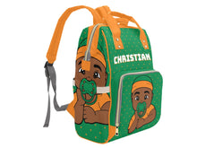Load image into Gallery viewer, Green and Orange Baby Boy Diaper Bag