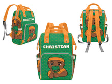 Load image into Gallery viewer, Green and Orange Baby Boy Diaper Bag