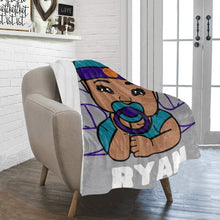 Load image into Gallery viewer, Gray, Teal, & Purple Basketball Personalized Baby Boy Blanket