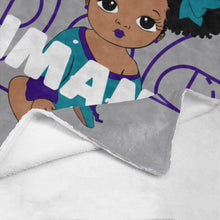 Load image into Gallery viewer, Gray, Teal, & Purple Basketball Personalized Baby Girl Blanket