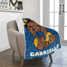 Load image into Gallery viewer, Blue & Gold Baby Girl Blanket