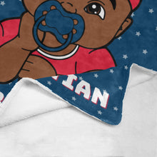 Load image into Gallery viewer, Blue & White Baby Boy Blanket