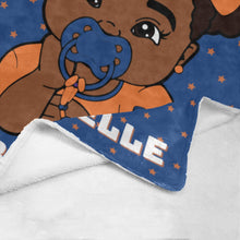 Load image into Gallery viewer, Blue and Orange Baby Girl Blanket