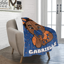 Load image into Gallery viewer, Blue and Orange Baby Girl Blanket
