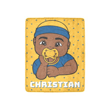 Load image into Gallery viewer, Gold & Blue Baby Boy Blanket
