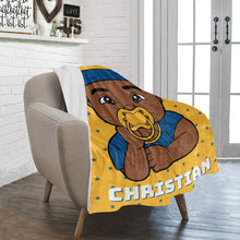 Load image into Gallery viewer, Gold & Blue Baby Boy Blanket