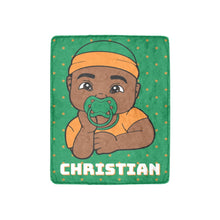 Load image into Gallery viewer, Green and Orange Baby Boy Blanket