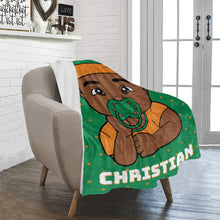 Load image into Gallery viewer, Green and Orange Baby Boy Blanket