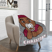 Load image into Gallery viewer, Grey and Maroon Baby Boy Blanket