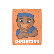 Load image into Gallery viewer, Orange and Blue Baby Boy Blanket