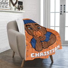 Load image into Gallery viewer, Orange and Blue Baby Boy Blanket