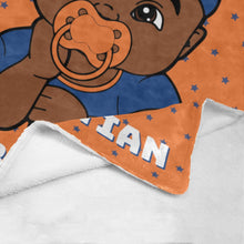 Load image into Gallery viewer, Orange and Blue Baby Boy Blanket