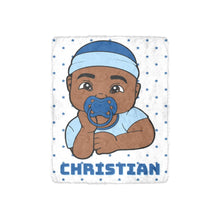 Load image into Gallery viewer, White and Blue Baby Boy Blanket