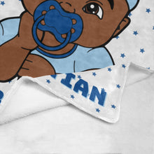 Load image into Gallery viewer, White and Blue Baby Boy Blanket