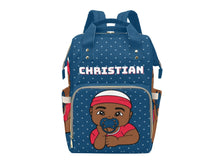 Load image into Gallery viewer, Blue & White Baby Boy Diaper Bag