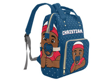 Load image into Gallery viewer, Blue & White Baby Boy Diaper Bag