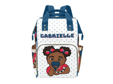 Load image into Gallery viewer, White & Blue Baby Girl Diaper Bag